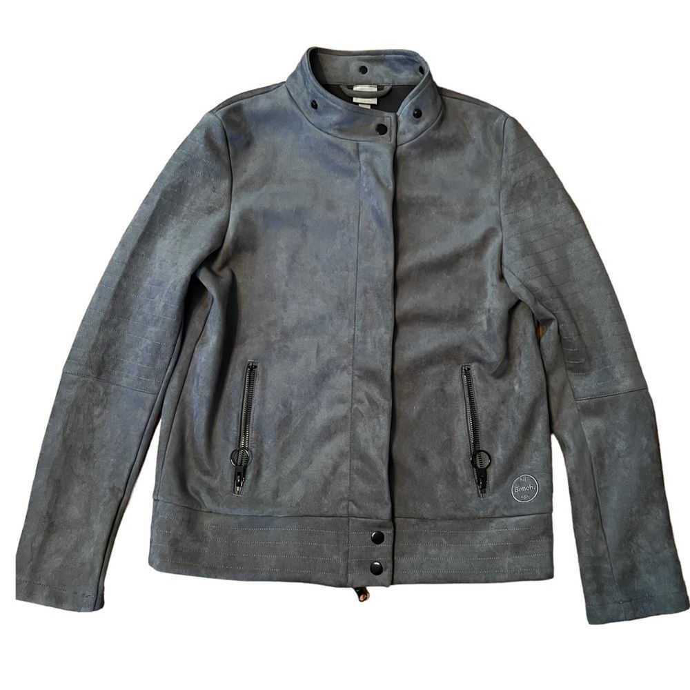 Bench jacket Alcantara Zip Up Biker Gray Size Medium